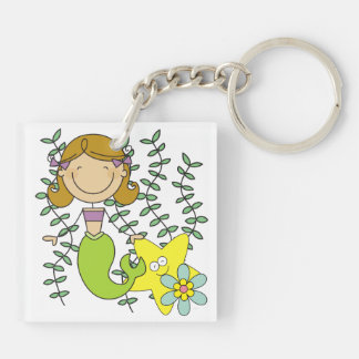 Brown Haired Mermaid Key Ring