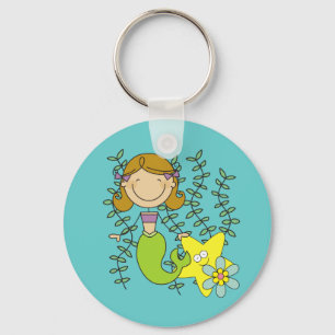 Brown Haired Mermaid Key Ring