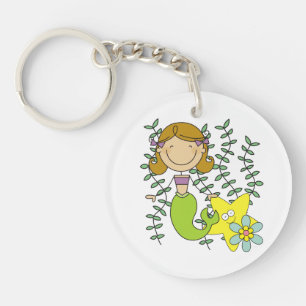 Brown Haired Mermaid Key Ring