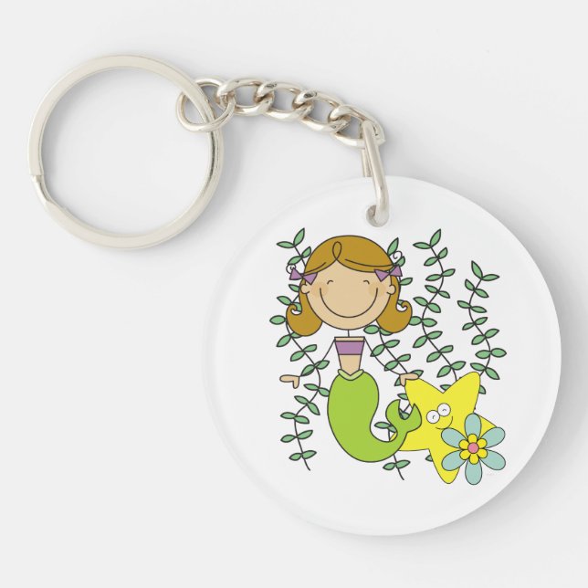 Brown Haired Mermaid Key Ring (Front)