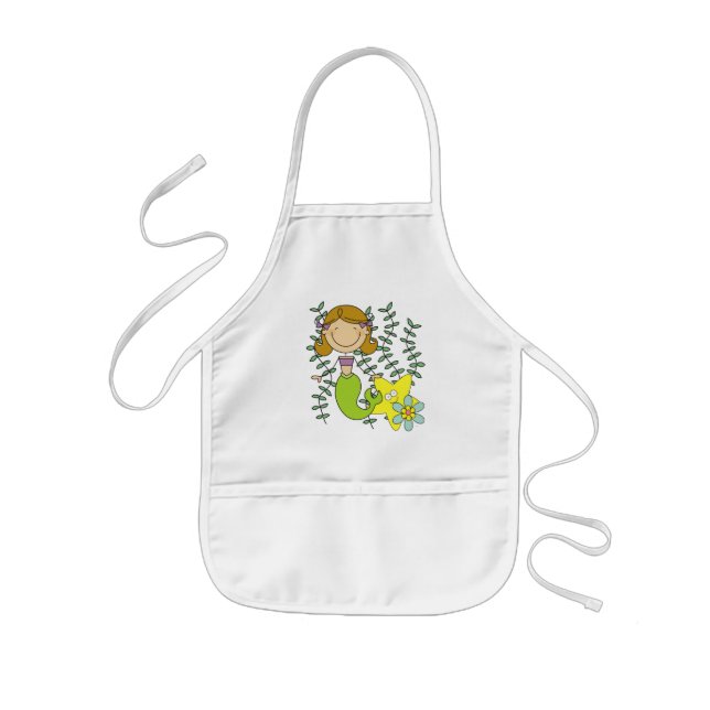 Brown Haired Mermaid Kids Apron (Front)