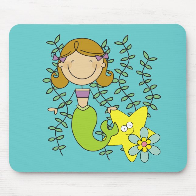 Brown Haired Mermaid Mouse Mat (Front)