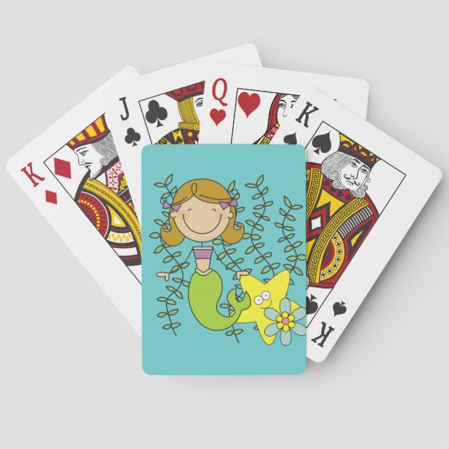 Brown Haired Mermaid Playing Cards (Back)