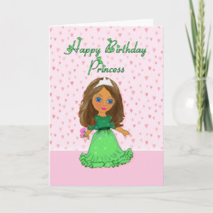 Brown Haired Princess Birthday Card