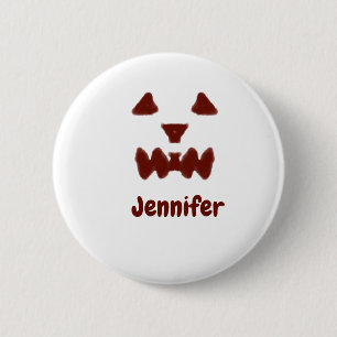 Brown Halloween scary face fall add name modern re 6 Cm Round Badge