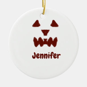 Brown Halloween scary face fall add name modern re Ceramic Tree Decoration