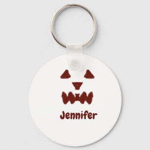 Brown Halloween scary face fall add name modern re Key Ring