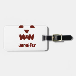 Brown Halloween scary face fall add name modern re Luggage Tag