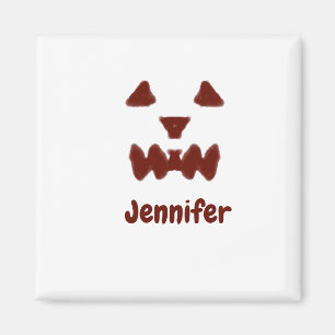 Brown Halloween scary face fall add name modern re Magnet