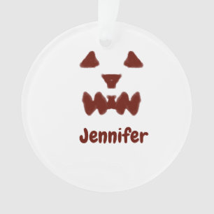 Brown Halloween scary face fall add name modern re Ornament