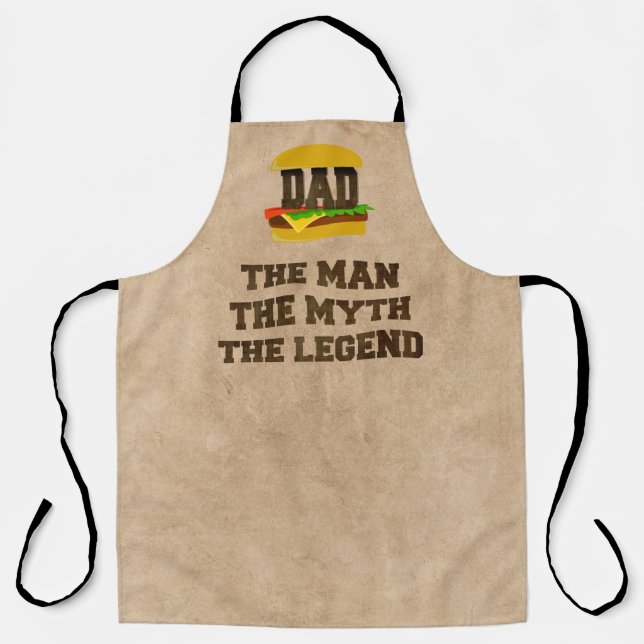 Brown Hamburger Dad The Man The Myth The Legend Apron (Front)