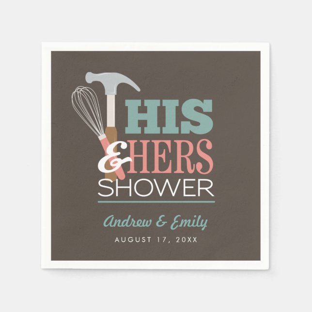 Brown Hammer Whisk Handy Couple Shower Napkin (Front)