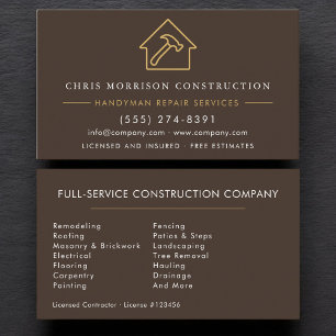 Brown Handyman Construction Business Card