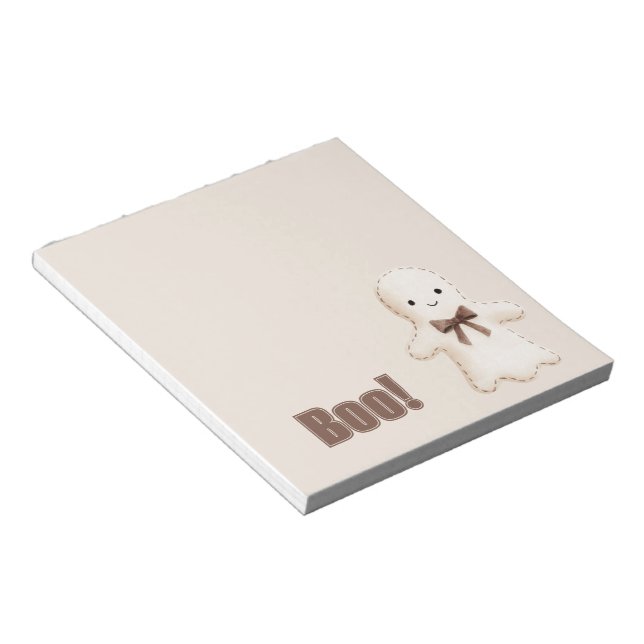 Brown Happy Cute Ghost Boo Notepad (Angled)