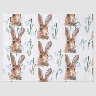 Brown Hare and Snowdrops Decoupage Tissue Paper