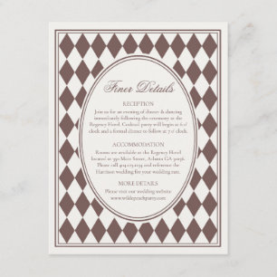Brown Harlequin Checkered Finer Details Wedding Enclosure Card