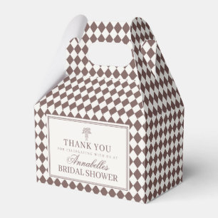 Brown Harlequin Chequered Bridal Shower Favour Box