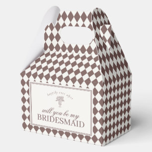 Brown Harlequin Chequered Bridesmaid Proposal Box