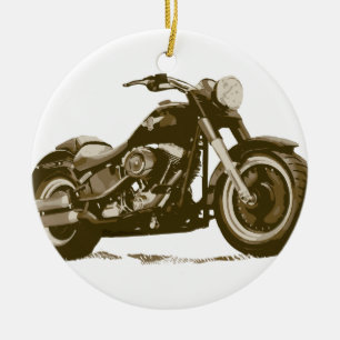 Brown Harley Motorcycle Ceramic Tree Decoration