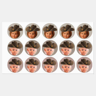 brown hat foto face stickers party cowboy earthy