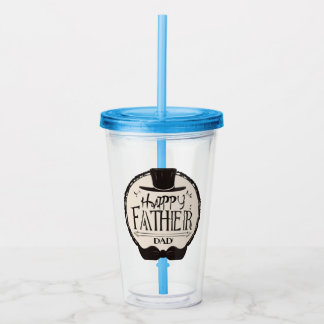 Brown Hat, Happy Fathers Day Acrylic Tumbler