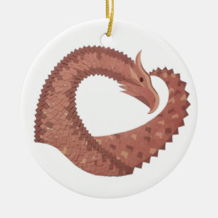 Brown heart dragon on white ceramic tree decoration