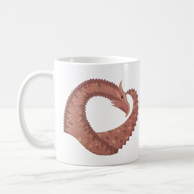 Brown heart dragon on white coffee mug (Left)
