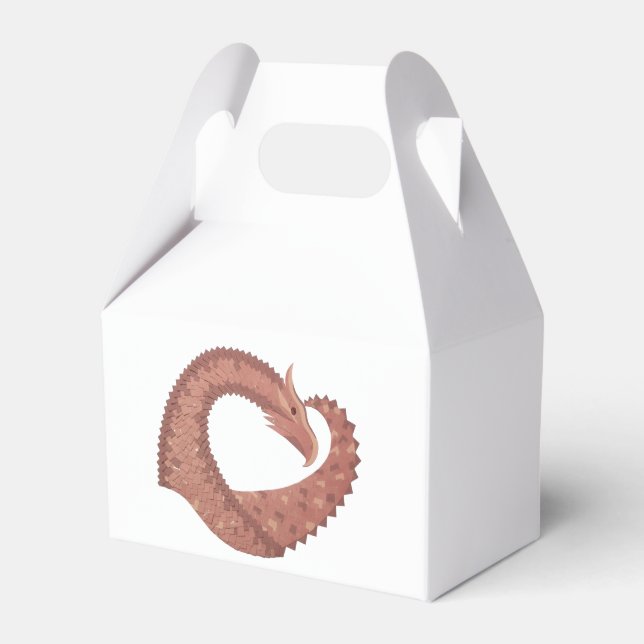 Brown heart dragon on white favour box (Front Side)
