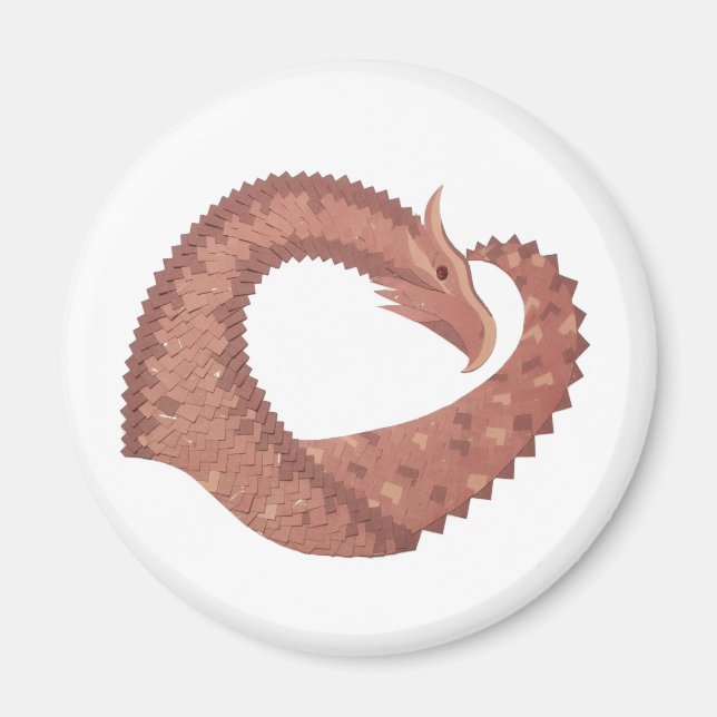 Brown heart dragon on white magnet (Front)
