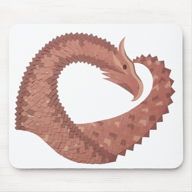 Brown heart dragon on white mouse mat (Front)