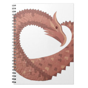 Brown heart dragon on white notebook