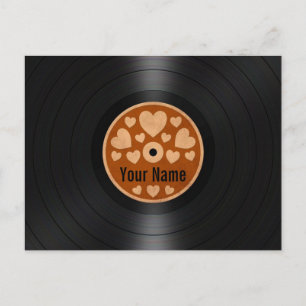 Brown Hearts Personalised Vinyl Record Album Postcard