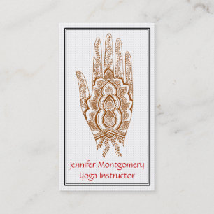 Brown Henna Hand Yoga Instructor Business Card