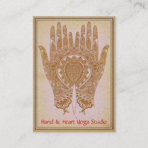 Brown Henna Hands Yoga Studio Business Card