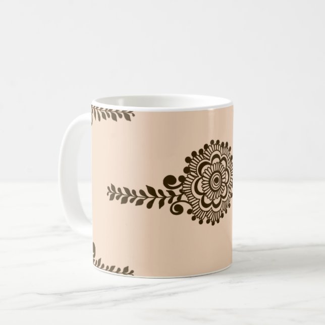 Brown Henna Tattoo - Brown Mehendi Motifs Coffee Mug (Front Left)