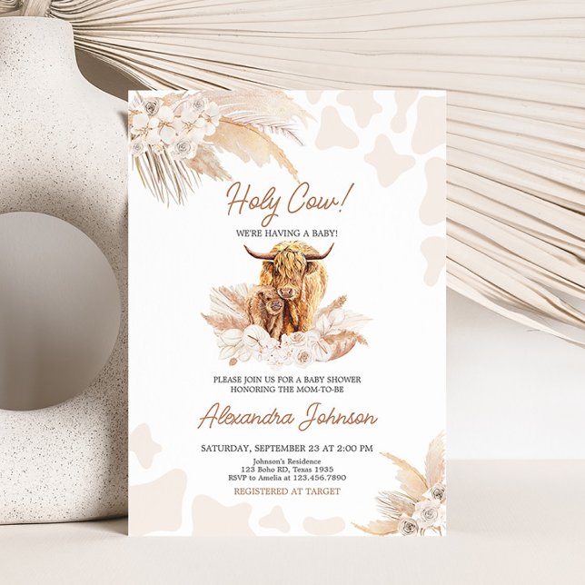 Brown Highland Cow Baby Shower  Invitation (Highland Cow Baby Shower Invitation)