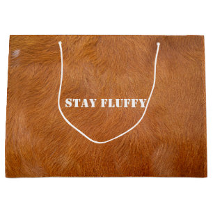 Brown Highland Cow Fur Texture Large Gift Bag