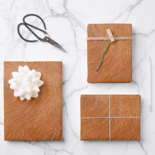 Brown Highland Cow Fur Texture Wrapping Paper Sheet