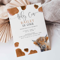 Brown Highland Cow Invite, Holy Cow Birthday Party
