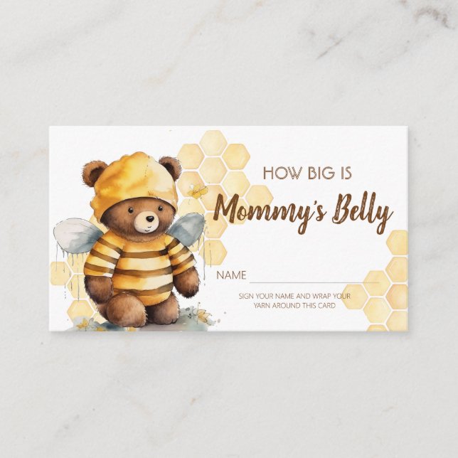 Brown honey bear Baby Shower Mummy's Belly Enclosure Card (Front)