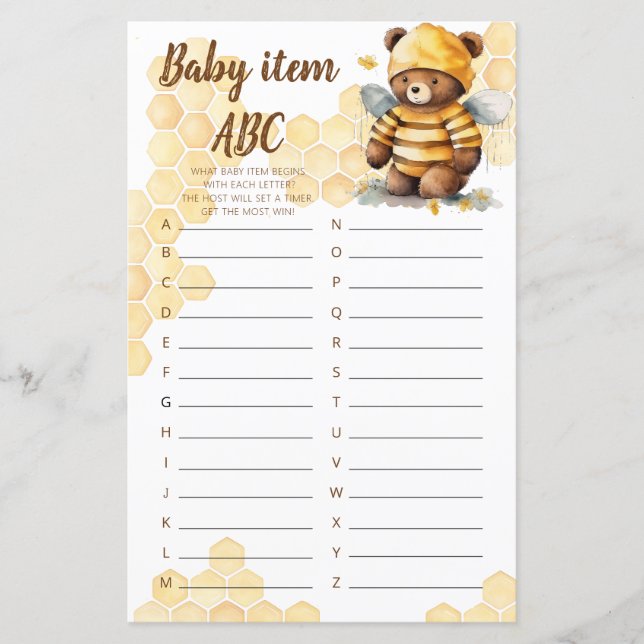 Brown honey teddy bear Game Baby item ABC (Front)