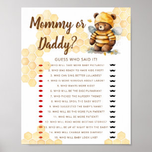 Brown honey teddy bear Games Mummy or Daddy? Poster