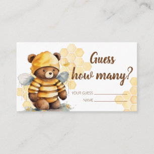 Brown honey teddy bear Guess How Many Enclosure Card