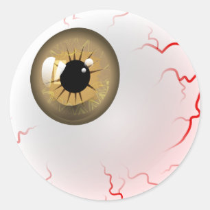 Brown Horror Eyeball Classic Round Sticker