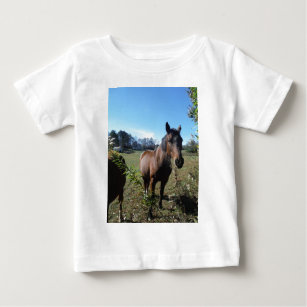 Brown Horse against blue sky Baby T-Shirt