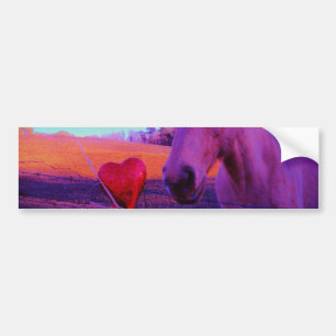 Brown Horse and Red Heart Bumper Sticker