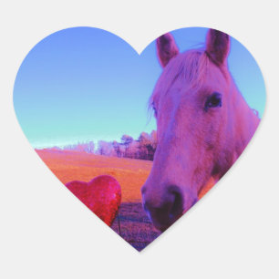 Brown Horse and Red Heart Heart Sticker
