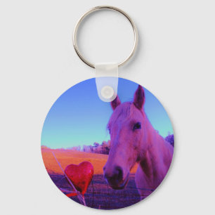 Brown Horse and Red Heart Key Ring