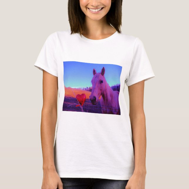 Brown Horse and Red Heart T-Shirt (Front)