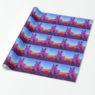 Brown Horse and Red Heart Wrapping Paper